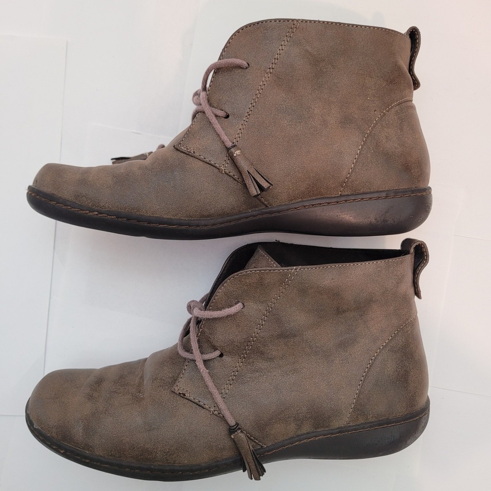 Hush Puppies Soft Style Ankle Boots Women 8 Brown Moyen Tassel HSS1368-252 - Picture 8 of 15